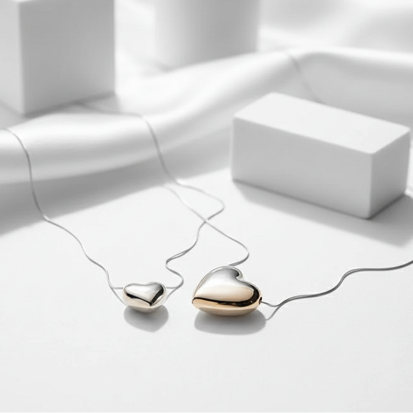 Romantic Heart Shaped Short Necklace-Black Diamonds New York