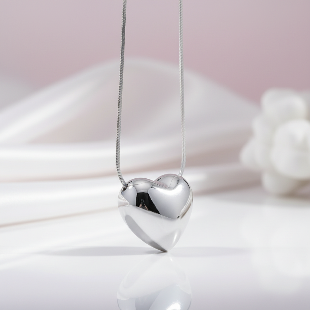 Romantic Heart Shaped Short Necklace-Black Diamonds New York