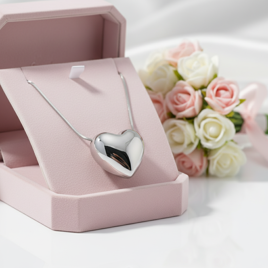 Romantic Heart Shaped Short Necklace-Black Diamonds New York