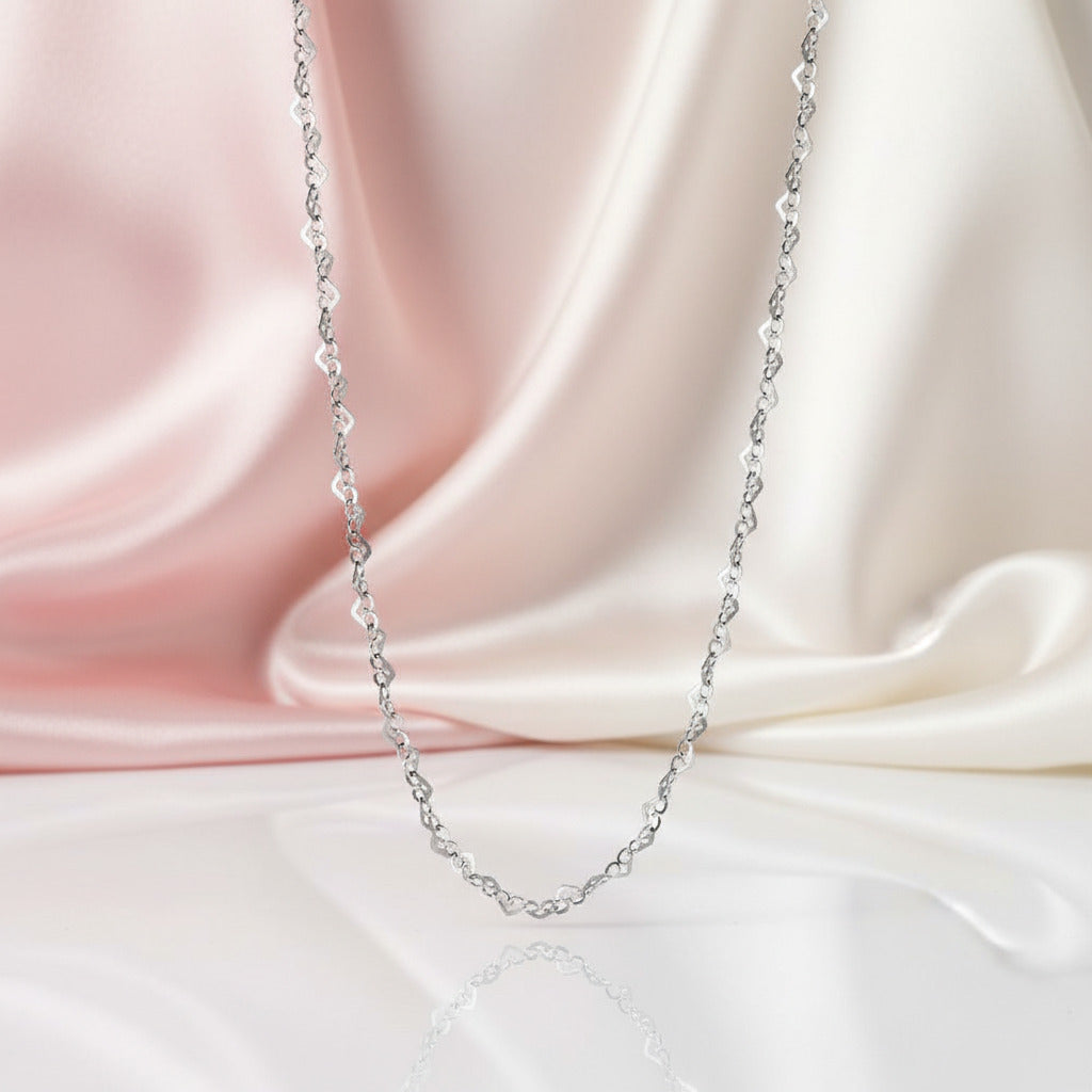 Romantic Love Heart Design Chain Necklace-Black Diamonds New York