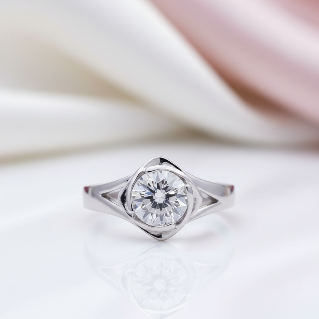 Romantic Rose 2ct Round Cut Diamond Option Engagement Ring-Black Diamonds New York