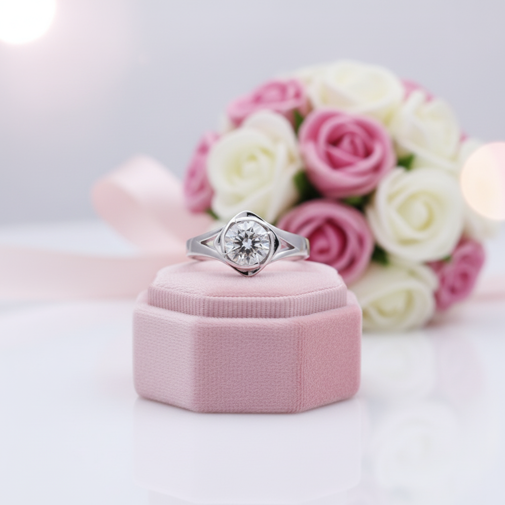 Romantic Rose 2ct Round Cut Diamond Option Engagement Ring-Black Diamonds New York