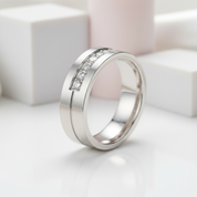 Romantic Round Diamond Couple Wedding Band-Black Diamonds New York