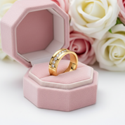 Romantic Round Diamond Couple Wedding Band-Black Diamonds New York