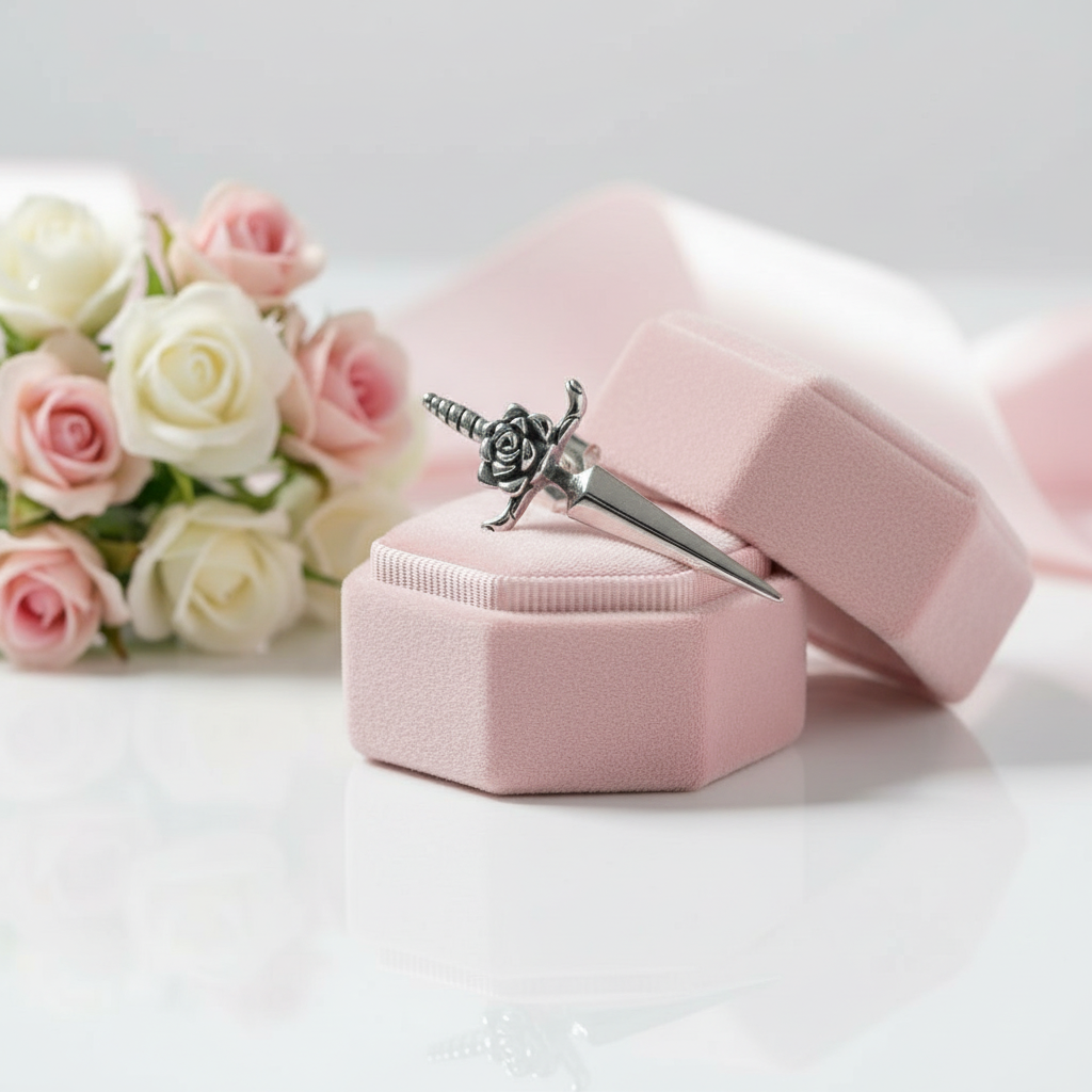 Rose Dagger Stud Earring-Black Diamonds New York