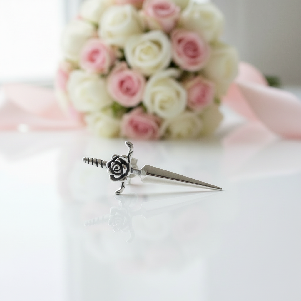 Rose Dagger Stud Earring-Black Diamonds New York