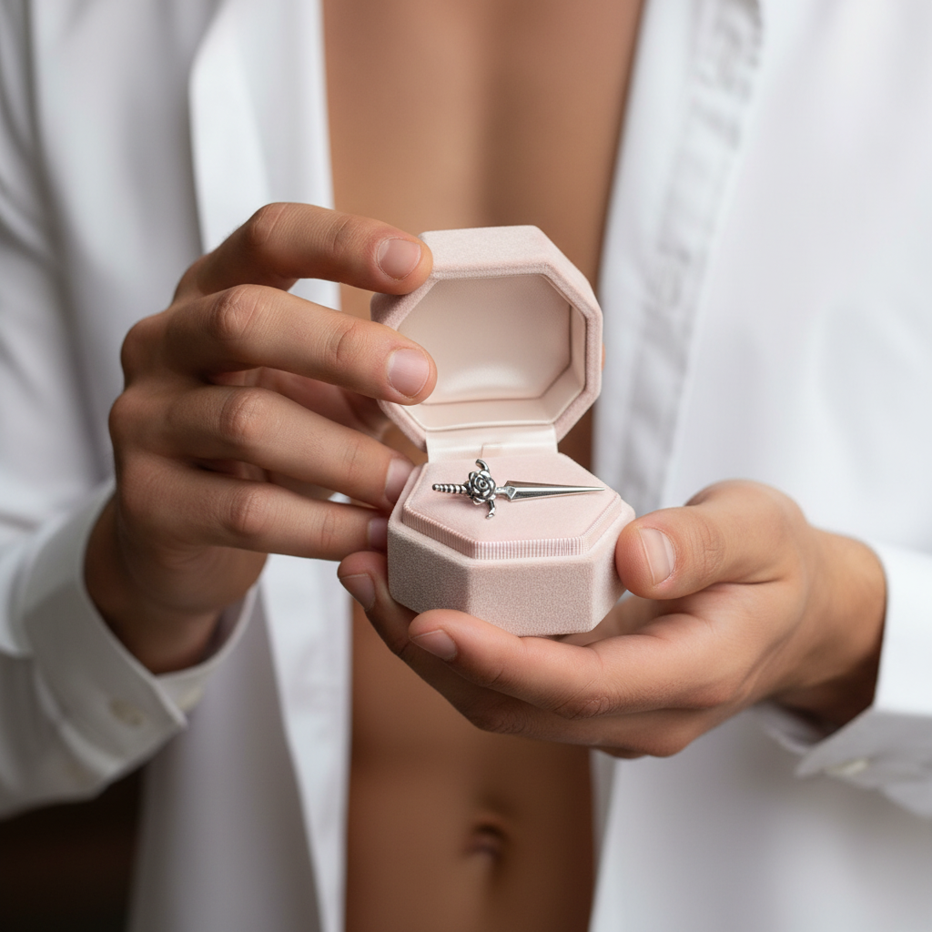 Rose Dagger Stud Earring-Black Diamonds New York