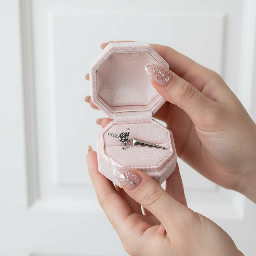 Rose Dagger Stud Earring-Black Diamonds New York