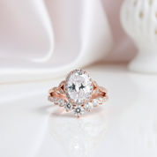 Rose Gold 2.0ct Oval Cut Women's Wedding Set-Black Diamonds New York