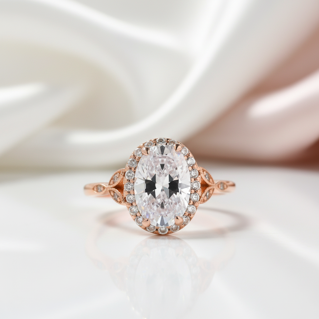 Rose Gold 2.0 Carat Oval Cut Engagement Ring-Black Diamonds New York