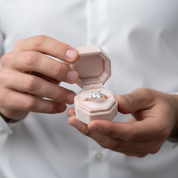 Rose Gold 2.0ct Cushion Cut Three Stone Diamond Engagement Ring