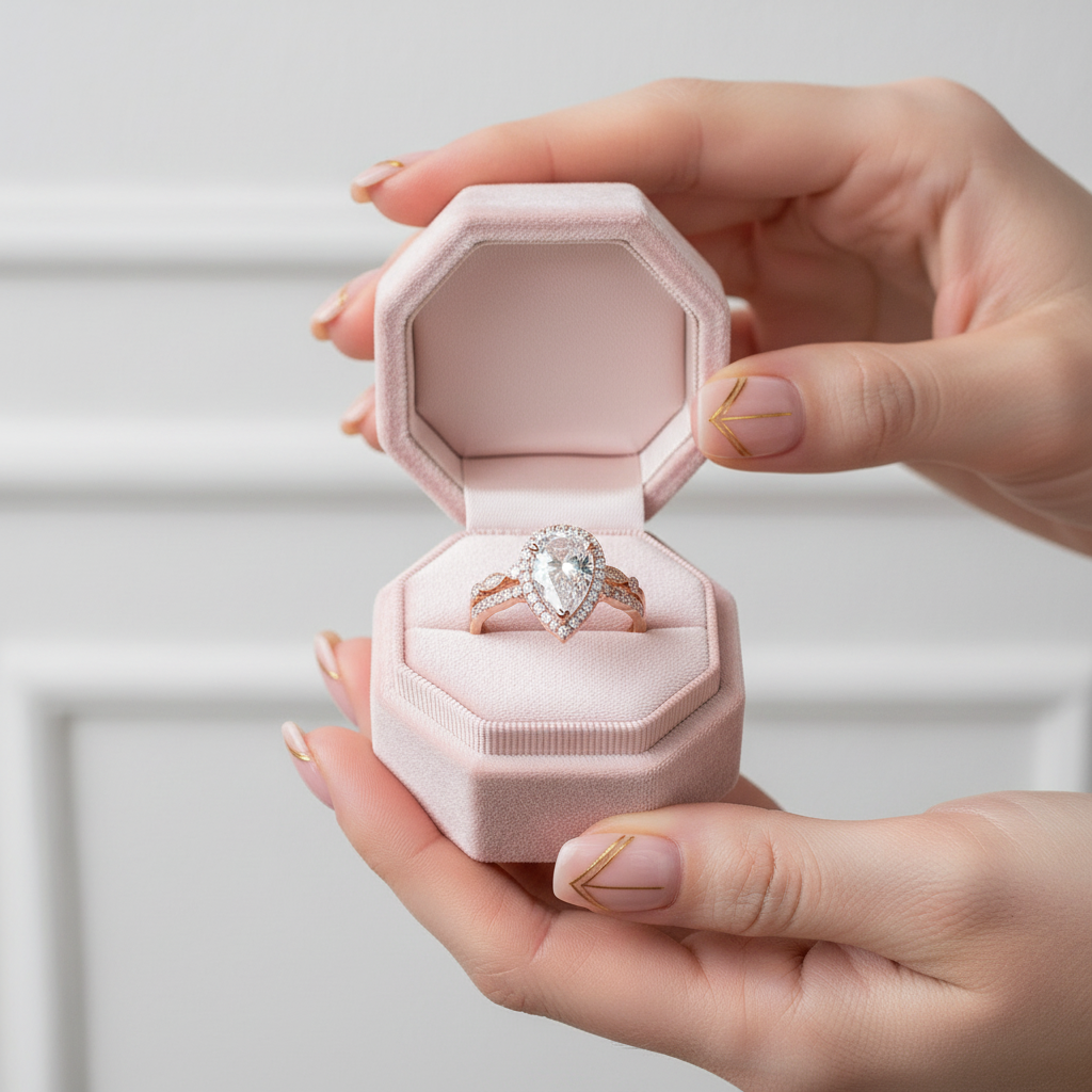 Rose Gold 2.2 Carat Halo Pear Cut White Sapphire Ring Set-Black Diamonds New York