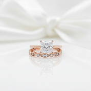 Rose Gold 2.5 Carat Princess Cut Engagement Ring Set-Black Diamonds New York