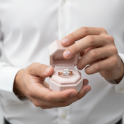 Rose Gold 2.5 Carat Princess Cut Engagement Ring Set-Black Diamonds New York