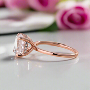 Rose Gold 3.0 Carat Cushion Cut Engagement Ring-Black Diamonds New York