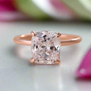 Rose Gold 3.0 Carat Cushion Cut Engagement Ring-Black Diamonds New York