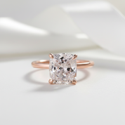 Rose Gold 3.0 Carat Cushion Cut Engagement Ring-Black Diamonds New York