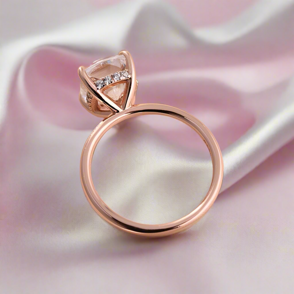 Rose Gold 3.0 Carat Cushion Cut Engagement Ring-Black Diamonds New York