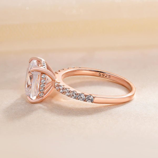 VIP 9K Rose Gold 3.0ct Cushion Cut White Sapphire Engagement Ring-Black Diamonds New York