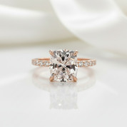 Rose Gold 3.0ct Cushion Cut White Sapphire Engagement Ring-Black Diamonds New York