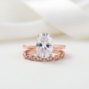 Rose Gold 3.50ct Oval Cut Solitaire Wedding Set-Black Diamonds New York
