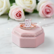 Rose Gold 3.5ct Radiant Cut Wedding Ring Set-Black Diamonds New York