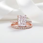 Rose Gold 3.5ct Radiant Cut Wedding Ring Set-Black Diamonds New York