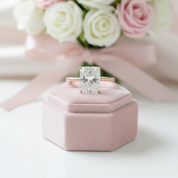 Rose Gold 5.0 Carat Radiant Cut Simulated Diamond Option Engagement Ring-Black Diamonds New York