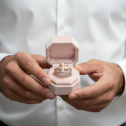 Rose Gold 5ct Cushion Cut Champagne Stone 3PC Ring Set-Black Diamonds New York