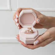 Rose Gold 5ct Cushion Cut Champagne Stone 3PC Ring Set-Black Diamonds New York