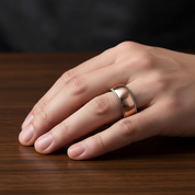 8mm Rose Gold Simple Dome Titanium Wedding Band-Black Diamonds New York