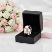 8mm Rose Gold Simple Dome Titanium Wedding Band-Black Diamonds New York