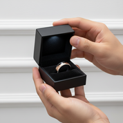 8mm Rose Gold Simple Dome Titanium Wedding Band-Black Diamonds New York