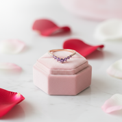 Rose Gold Amethyst Purple Thin Stacking Wedding Band-Black Diamonds New York