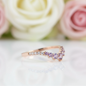 Rose Gold Amethyst Purple Thin Stacking Wedding Band-Black Diamonds New York