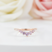 Rose Gold Amethyst Purple Thin Stacking Wedding Band-Black Diamonds New York