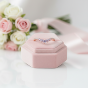 Rose Gold Amethyst Purple Thin Stacking Wedding Band-Black Diamonds New York