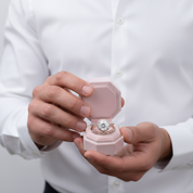 Rose Gold Art Deco Halo Round Cut Wedding Ring Set-Black Diamonds New York