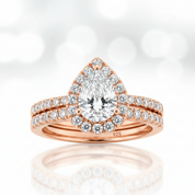 Rose Gold Pear Cut Diamond Option Engagement Ring Set-Black Diamonds New York
