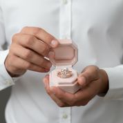 Rose Gold Champagne Sapphire Halo Round Cut 3pcs Wedding Ring Set-Black Diamonds New York