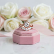 Rose Gold Classic 1.0ct Round Cut Wedding Set-Black Diamonds New York