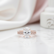 Rose Gold Classic 3.5ct Oval Cut Wedding Ring Set-Black Diamonds New York