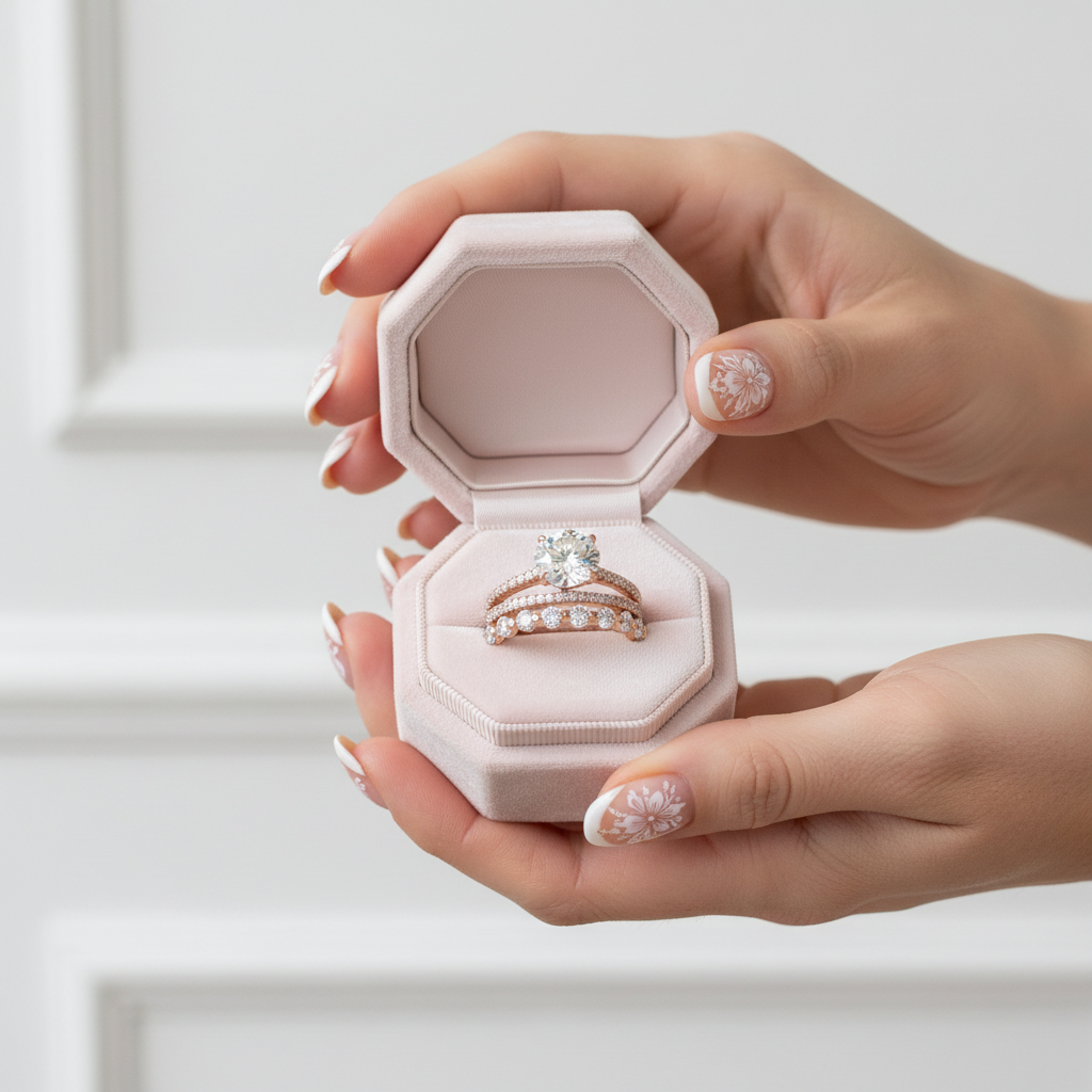 Rose Gold Classic Round Cut Wedding Set-Black Diamonds New York