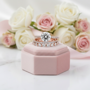 Rose Gold Classic Round Cut Wedding Set-Black Diamonds New York