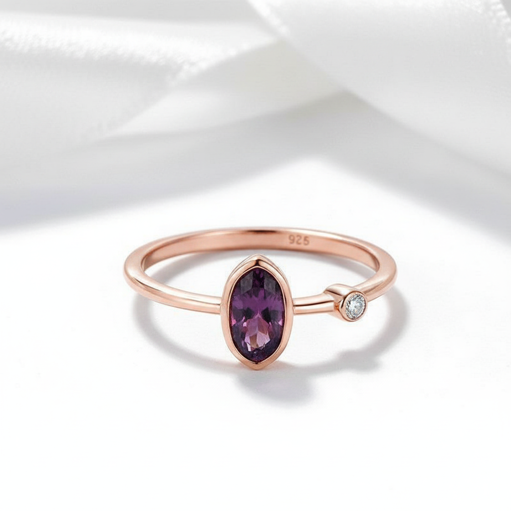 Rose Gold Color Oval Diamond Option Ring-Black Diamonds New York