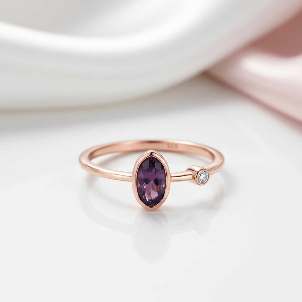 Rose Gold Color Oval Diamond Option Ring-Black Diamonds New York