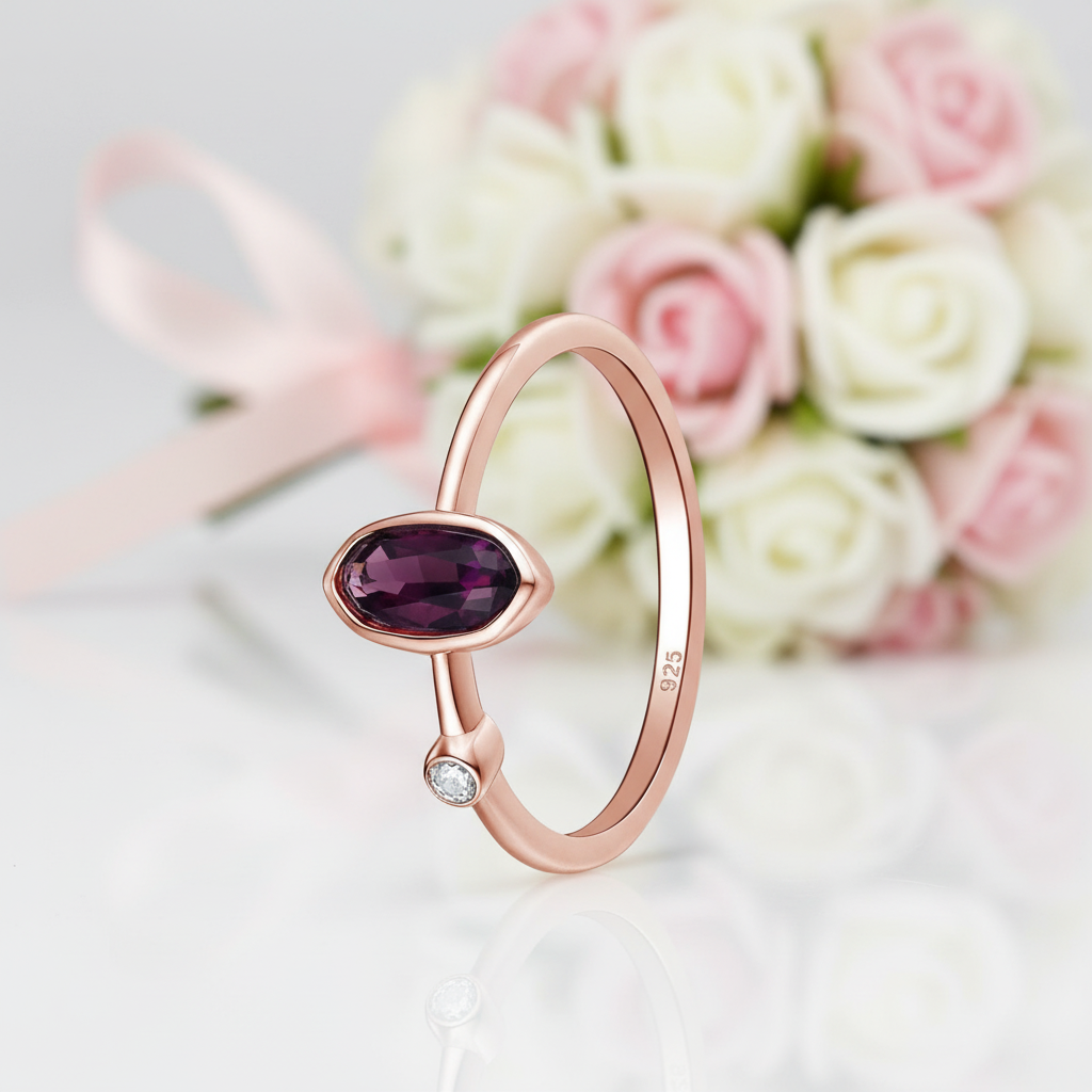 Rose Gold Color Oval Diamond Option Ring-Black Diamonds New York