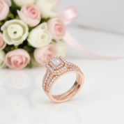 Rose Gold Color Radiant Cut Diamond Option Ring Set-Black Diamonds New York