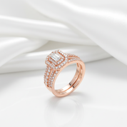 Rose Gold Color Radiant Cut Diamond Option Ring Set-Black Diamonds New York