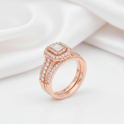 Rose Gold Color Radiant Cut Diamond Option Ring Set-Black Diamonds New York